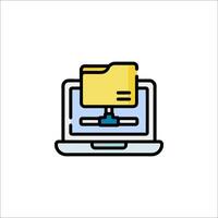 File folder icon on laptop computer illustration vector