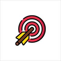 A red and yellow arrow in the center of a target vector