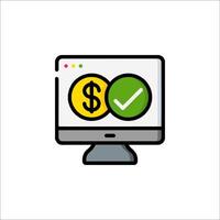 A computer monitor with a dollar sign and check mark vector