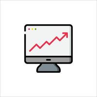A computer monitor with an upward graph on it vector