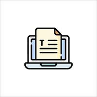 A laptop with a paper document icon vector