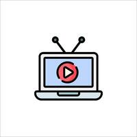 A laptop with a player icon vector