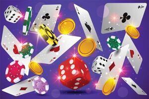 Flow Playing Game Cards Dice, token, Background vector