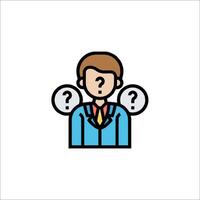 A man with question marks on his head vector