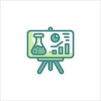 A presentation board with a glass flask and a graph vector