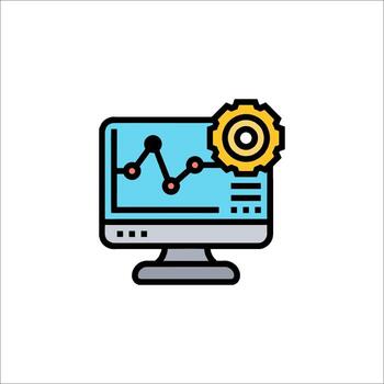 A computer monitor with a graph on it vector