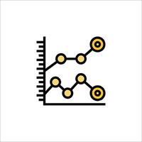 A graph line icon with a yellow dot vector