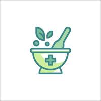 A green and white medical bowl with a cross on it vector