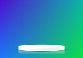 blue and neon green background 3d with white podium. 3D abstract studio room with pedestal podium. Space for selling products on the website. illustration. vector