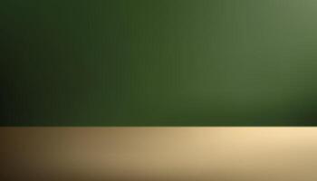 Dark Green studio background. Empty Room Studio with table. Space for selling products, backdrop, wallpaper, background, text. illustration. vector