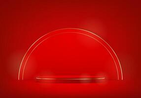 Red background 3d with podium space for selling products, backdrop, wallpaper, background, text. Chinese New Year. Product display background. illustration. vector