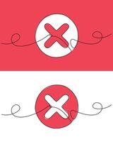Long line cross icon. X. Continuous line. vector