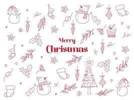 Red Christmas design doodle element on white background. vector