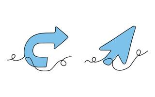 Cursor and arrow in continuous line drawing style. illustration. vector