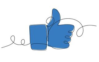Continuous line drawing of like icon. Thumb up in one line drawing. One line drawing background. illustration. Like icon vector
