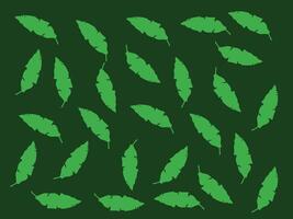 Hand Drawn Leaves with green Pattern Background vector