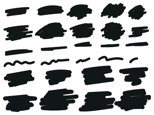 Collection of brush stroke paint boxes on white background stock illustration