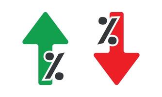 Percentage with arrow up and down. Percentage arrow with percent sign. Design concept for banking, credit, interest rate, finance and money sphere. vector