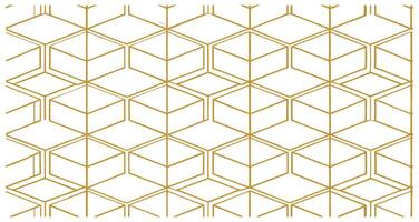 Geometric Pattern of Isometric Cubes with Thin Gold Lines vector