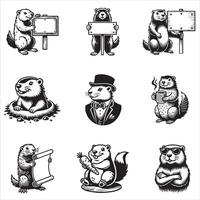 Giggling Groundhog Greetings in a Humorous Collection vector
