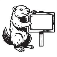 Chuckles the Groundhog Poking Fun at His Own Shadow vector