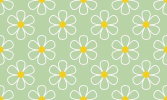 a fabric pattern composed of flower white line with green background designs vector