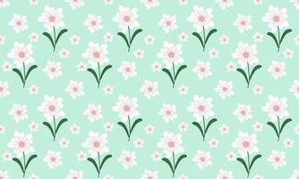 a fabric pattern composed of white flower with light blue background designs vector