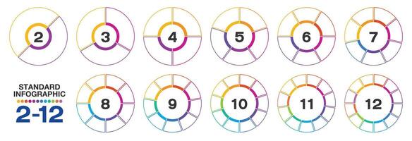 Infographic with 2 to 12 steps, process or options. vector