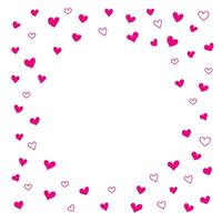 Pink hearts on white background, hand drawn hearts vector