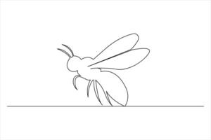Bee one line drawing art of isolated continuous line outline illustration vector