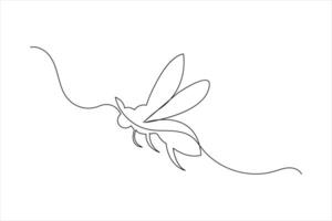 Bee one line drawing art of isolated continuous outline illustration vector