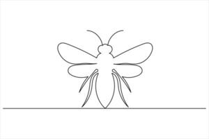 Bee one line drawing art of isolated continuous outline vector