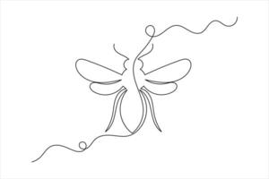 Honey bee one line drawing art of isolated continuous outline illustration vector