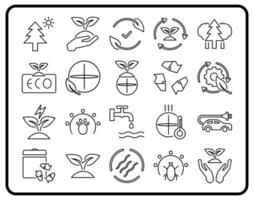 Set of environmental icon illustrations in modern and user-friendly style. Ideal for web and app design, green nature conservation. etc. vector