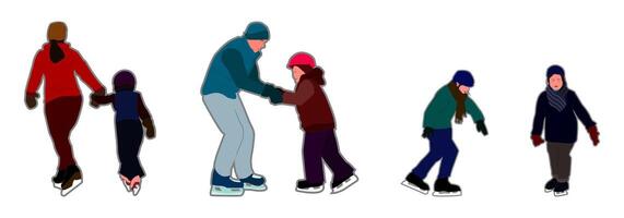 A visual and engaging set of ice skating learning process illustrations. This set is suitable for sports applications, ice skating course websites, educational materials, or promotional media. vector