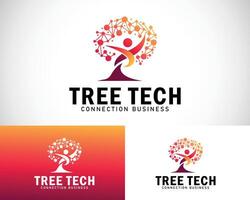 tree tech logo creative people design concept smart connect innovation technology vector