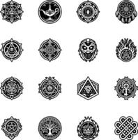 A solid style icon of alchemist ring symbol vector