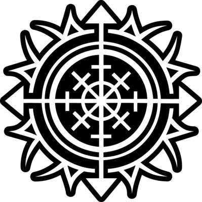 A solid style icon of solar sigil