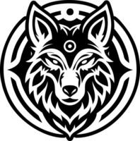 Lunar wolf symbol icon in glyph style vector