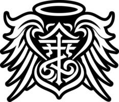 A filled style icon of angelic script symbol vector