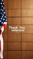Veterans honored with appreciation message against wooden background featuring American flag photo