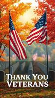 Honor and recognition for veterans with flags amidst autumn scenery in a cemetery setting photo