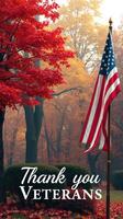 Honor veterans with gratitude in a serene autumn park surrounded by vibrant red foliage photo