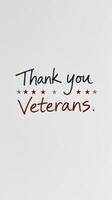Appreciation message for veterans with stars and bold lettering in a simple design photo