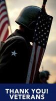Veterans Day tribute at a memorial ceremony with flags and honored service members in the background photo