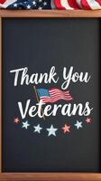 Thank you veterans sign featuring American flag and stars displayed in a warm, inviting space photo