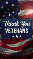 Veterans honored with gratitude against the backdrop of the American flag during a commemorative event photo