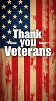 Veteran appreciation message over distressed American flag on textured background photo