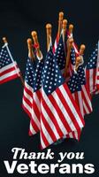Display of American flags honoring veterans during a recognition event in a community center photo
