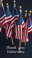 Colorful display of small American flags honoring veterans against a dark background photo